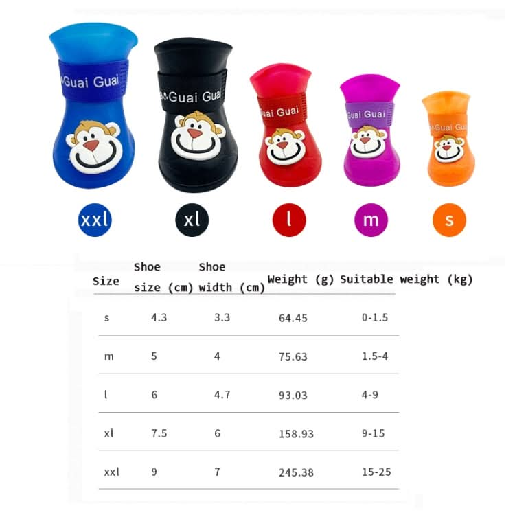 Pet Cartoon Silicone Rain Boots Waterproof Non-Slip Cold-Resistant Dog Shoes - Reluova