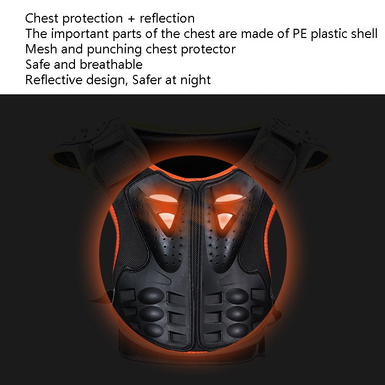 SULAITE Children Skating Back Protector Chest Protector Spine Protector Night Reflective Armor Child Riding Armor