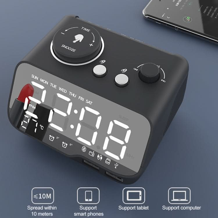 M9 Wireless Bluetooth Speaker Multifunctional Desktop Alarm Clock Support TF Card & U Disk & AUX