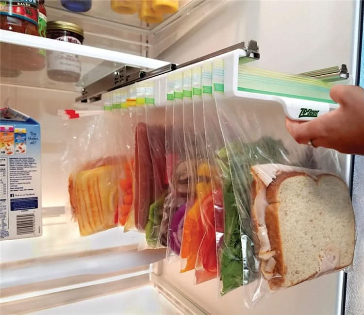 Refrigerator Fresh-Keeping Bag Track Storage Rack Sealed Bag Telescopic Household Storage Rack - Reluova