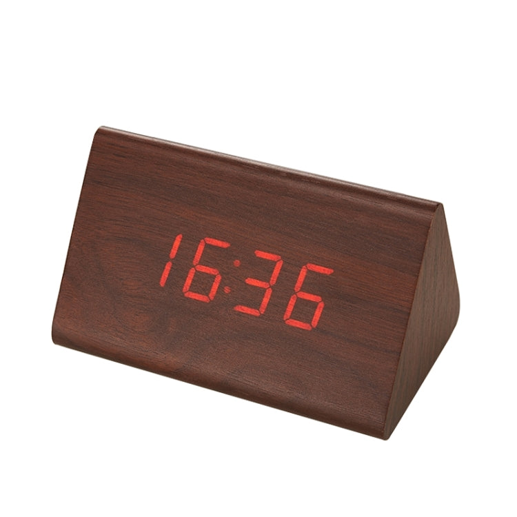 Mute Luminous Electronic Clock Wooden Sound Control Small Triangle Alarm Clock My Store