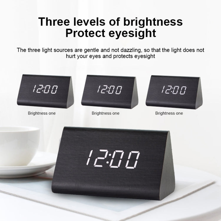 Mute Luminous Electronic Clock Wooden Sound Control Small Triangle Alarm Clock My Store