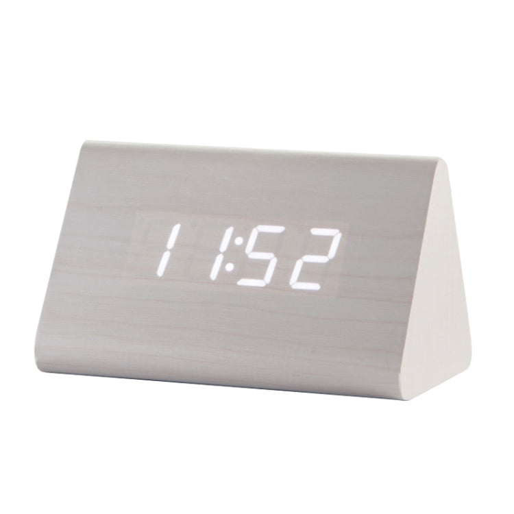 Mute Luminous Electronic Clock Wooden Sound Control Small Triangle Alarm Clock My Store