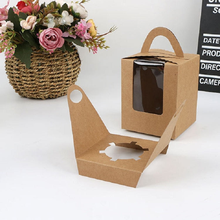 30 PCS Transparent Window 1 Piece Cardboard Portable Cup Cake Box Mousse Pastry Box