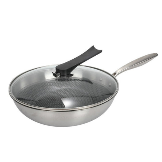 Household 304 Stainless Steel Oil-free and Uncoated Flat-bottom Wok Suitable for Induction Cooker Gas