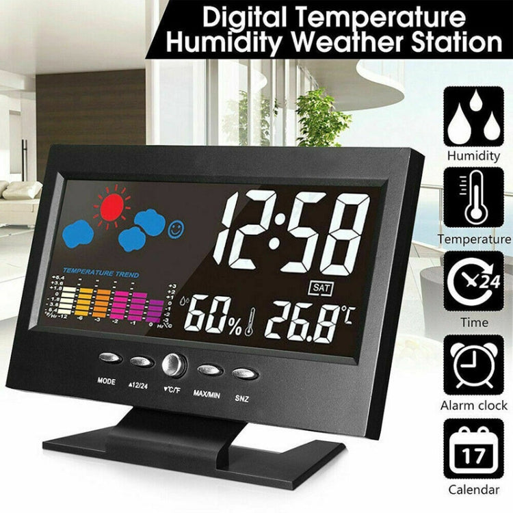 8082T Weather Forecast Clock LED Color Screen Perpetual Calendar Temperature And Humidity Intelligent Voice Control Electronic Alarm Cloc,Specification: My Store