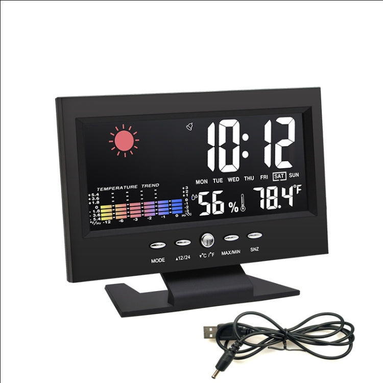 8082T Weather Forecast Clock LED Color Screen Perpetual Calendar Temperature And Humidity Intelligent Voice Control Electronic Alarm Cloc,Specification: My Store