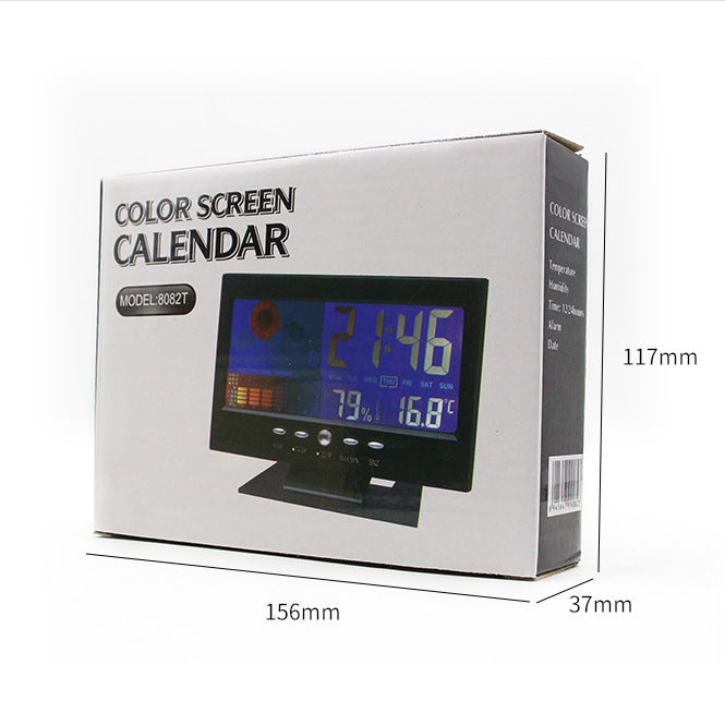 8082T Weather Forecast Clock LED Color Screen Perpetual Calendar Temperature And Humidity Intelligent Voice Control Electronic Alarm Cloc,Specification: My Store