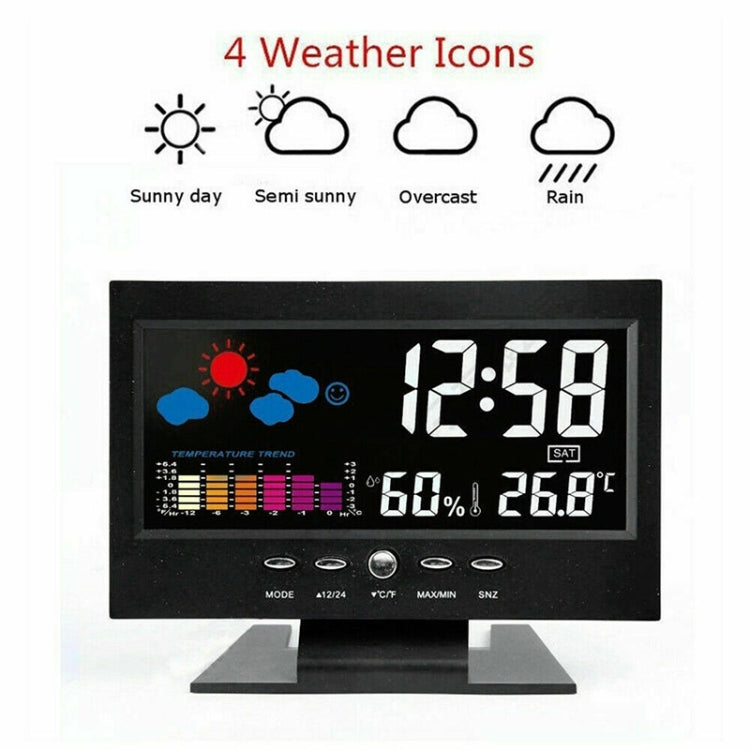 8082T Weather Forecast Clock LED Color Screen Perpetual Calendar Temperature And Humidity Intelligent Voice Control Electronic Alarm Cloc,Specification: My Store