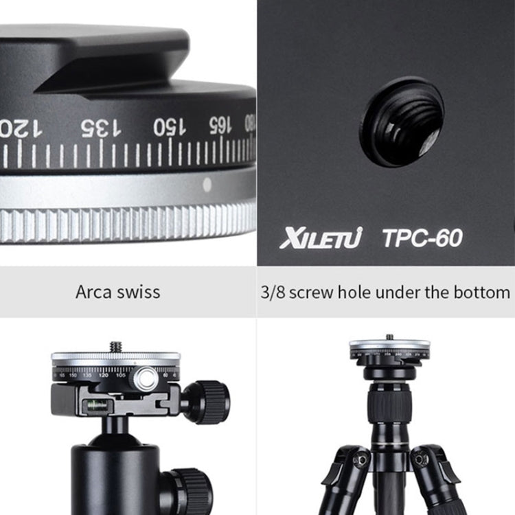 Xiletu TPC60 360 Degree Rotating Panoramic Head Tripod Holder SLR Camera Base Plate