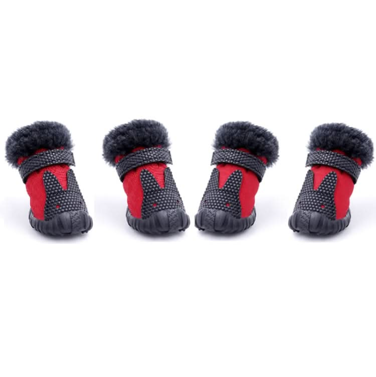 4 PCS/Set Pet AutumnWinter Thicken Cotton Shoes Dog Warm And Non-Slip Shoes - Reluova