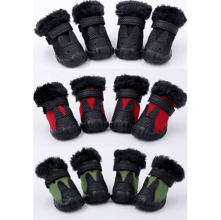 4 PCS/Set Pet AutumnWinter Thicken Cotton Shoes Dog Warm And Non-Slip Shoes-Reluova