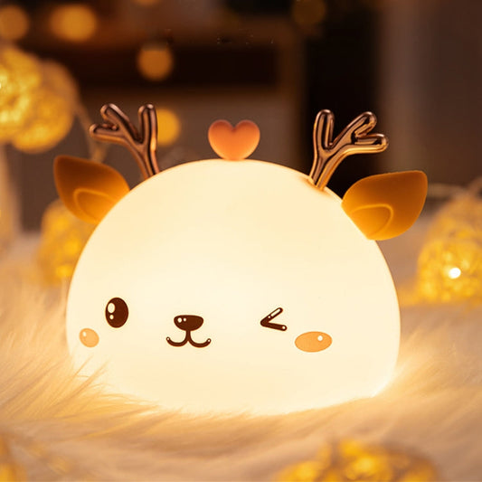 Cute Deer Silicone Pat Light Bedroom Colorful Night Light My Store