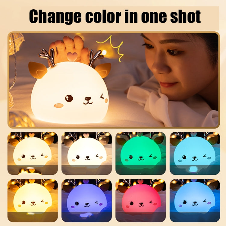 Cute Deer Silicone Pat Light Bedroom Colorful Night Light My Store