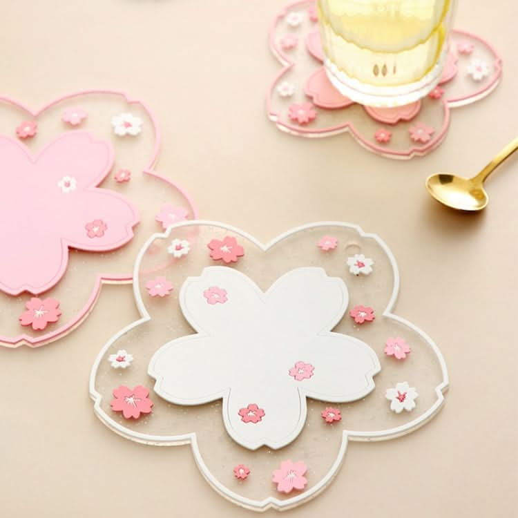 Home Cherry Blossoms Silicone Table Mat Non-Slip Mat Insulation Mat, Specification: Powder Coaster - Reluova