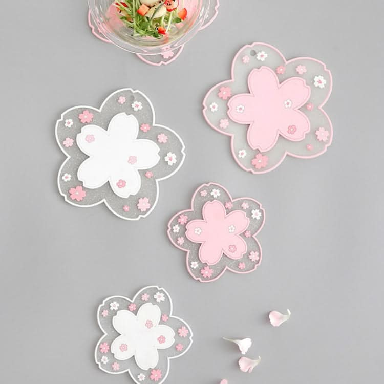 Home Cherry Blossoms Silicone Table Mat Non-Slip Mat Insulation Mat, Specification: Powder Coaster - Reluova