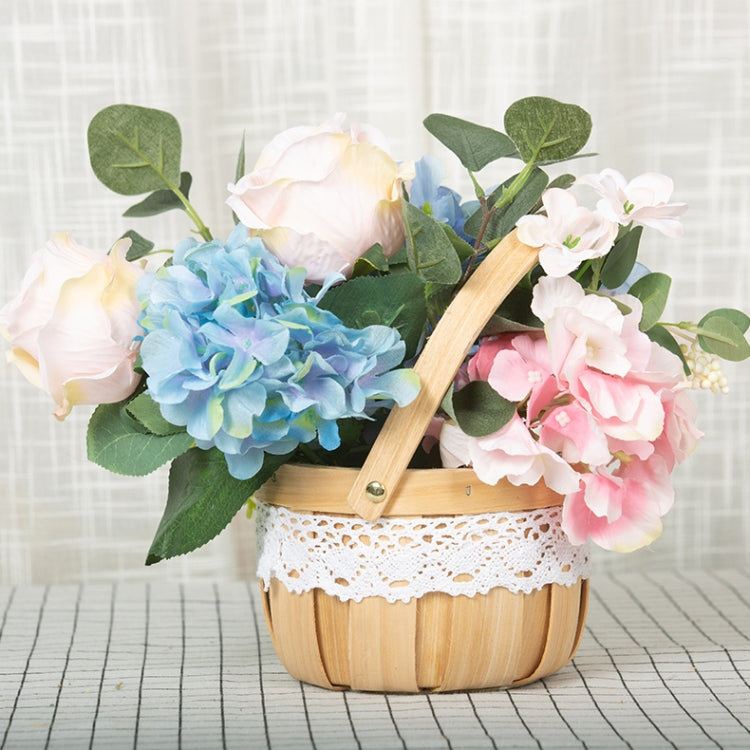 Wood Chip Floral Arrangement Flower Basket, Style: Round My Store