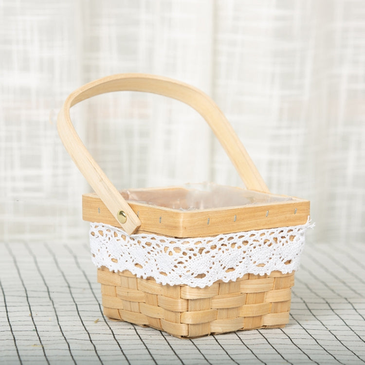 Wood Chip Floral Arrangement Flower Basket, Style: Round