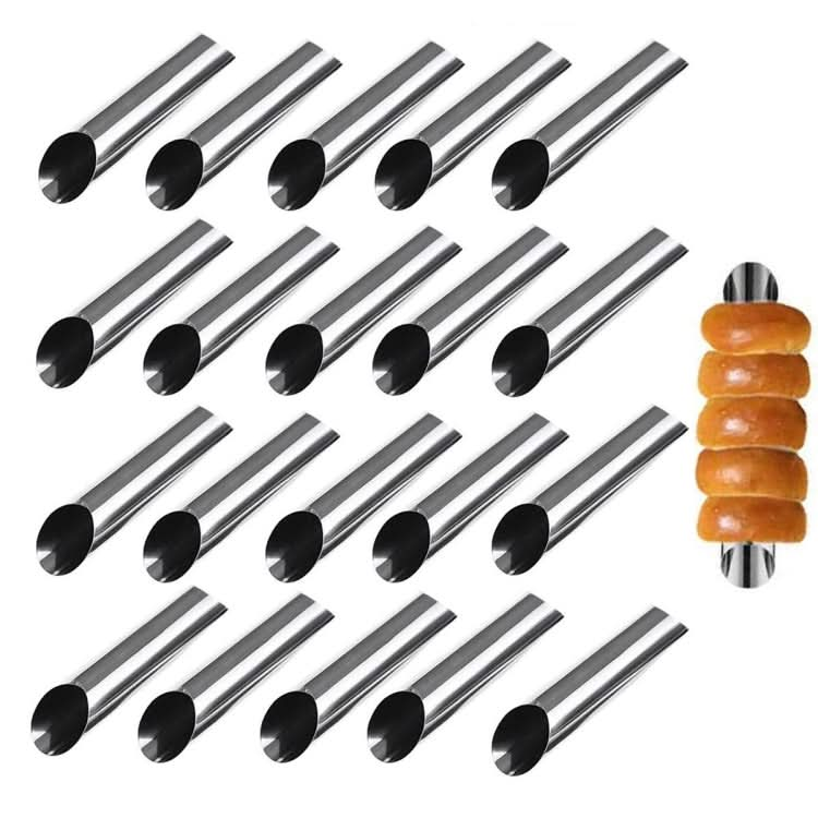 20 PCS Oblique Double-Head Stainless Steel Large Spiral Tube Non-Stick Croissant Mold Croissant Tool-Reluova