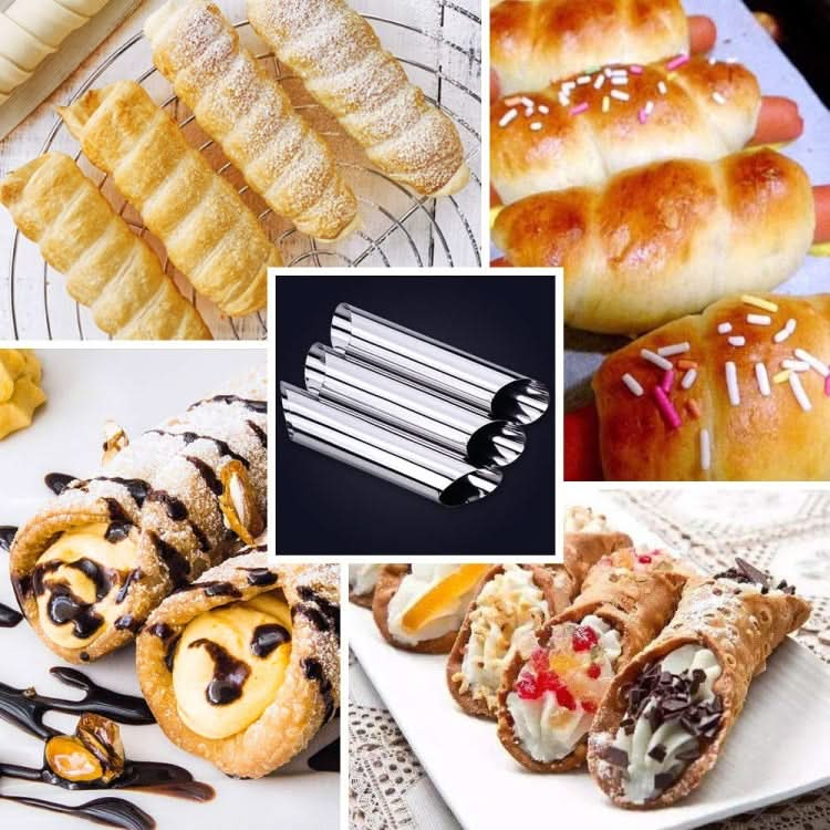 20 PCS Oblique Double-Head Stainless Steel Large Spiral Tube Non-Stick Croissant Mold Croissant Tool-Reluova