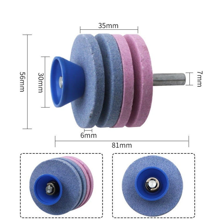 Lawn Mower Sharpener Grinding Wheel Sharpener Industrial Grinding Head, Specification: 4-layer Blue+Pink