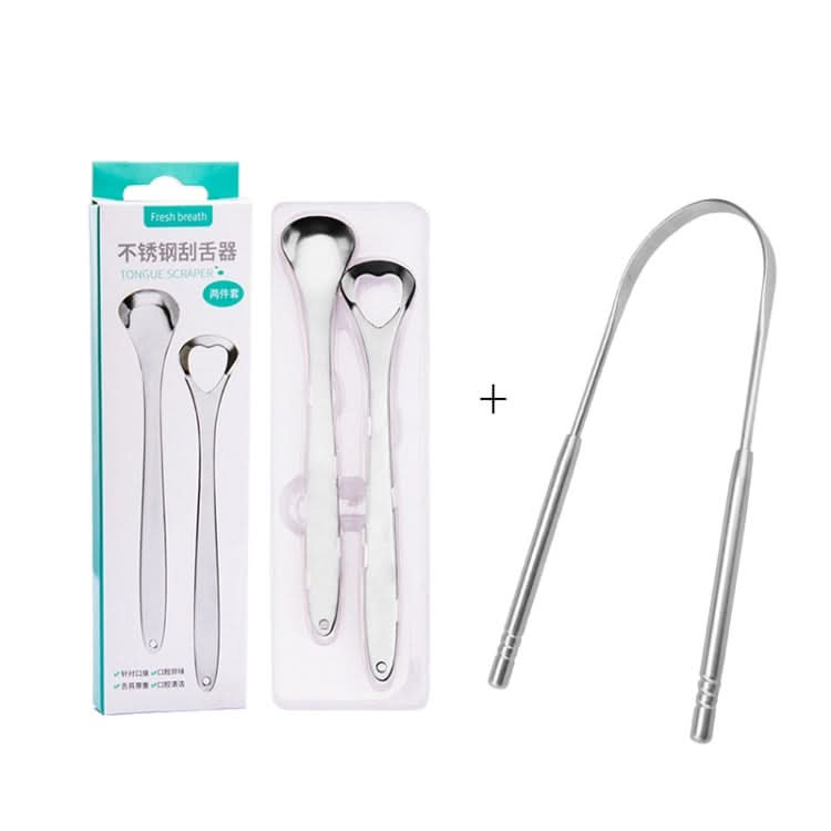 Tongue Cleaner Bad Breath Stainless Steel Cleaning Brush Tongue Scraper + Two-piece Set (Rose Gold ) Reluova