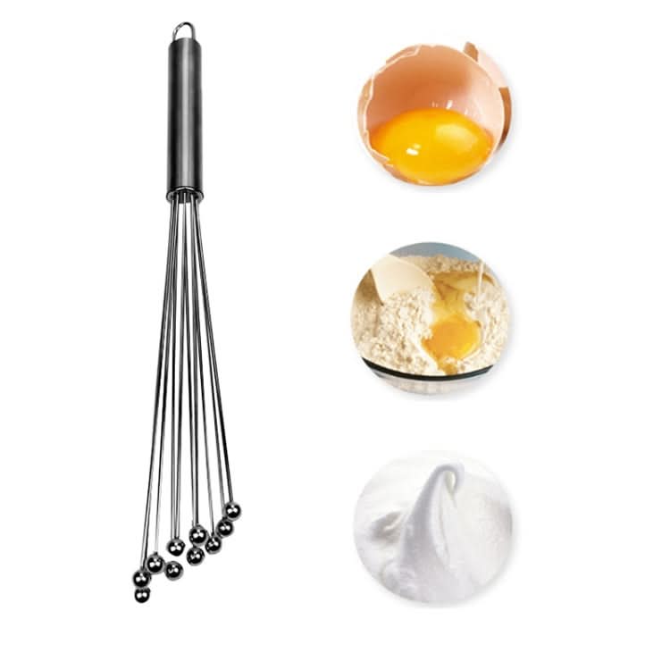 Manual Whisk Stainless Steel Glass Bead Egg Whisk Kitchen Household Hand-Held Baking Tools Type A 12 Inch - Reluova