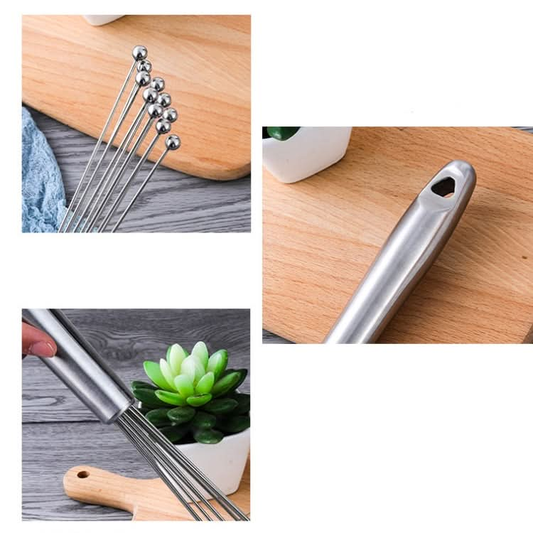 Manual Whisk Stainless Steel Glass Bead Egg Whisk Kitchen Household Hand-Held Baking Tools Type A 12 Inch - Reluova