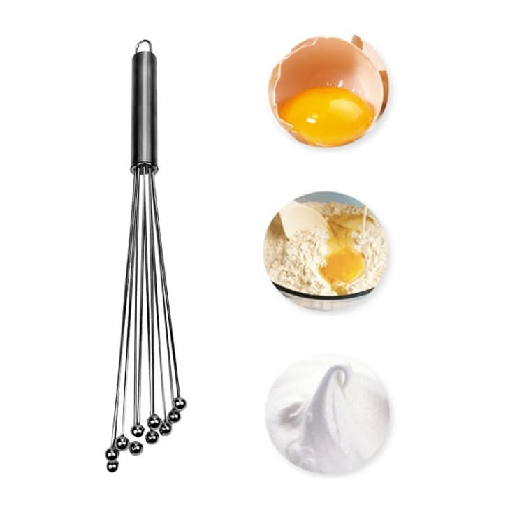 Manual Whisk Stainless Steel Glass Bead Egg Whisk Kitchen Household Hand-Held Baking Tools Type A 12 Inch - Reluova