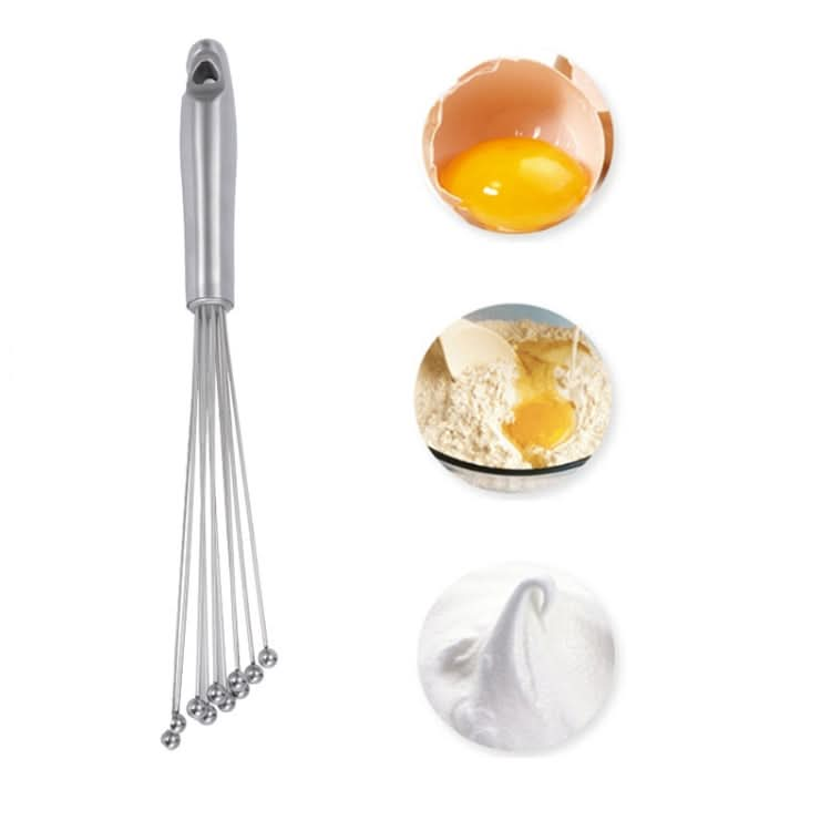 Manual Whisk Stainless Steel Glass Bead Egg Whisk Kitchen Household Hand-Held Baking Tools Type A 12 Inch - Reluova