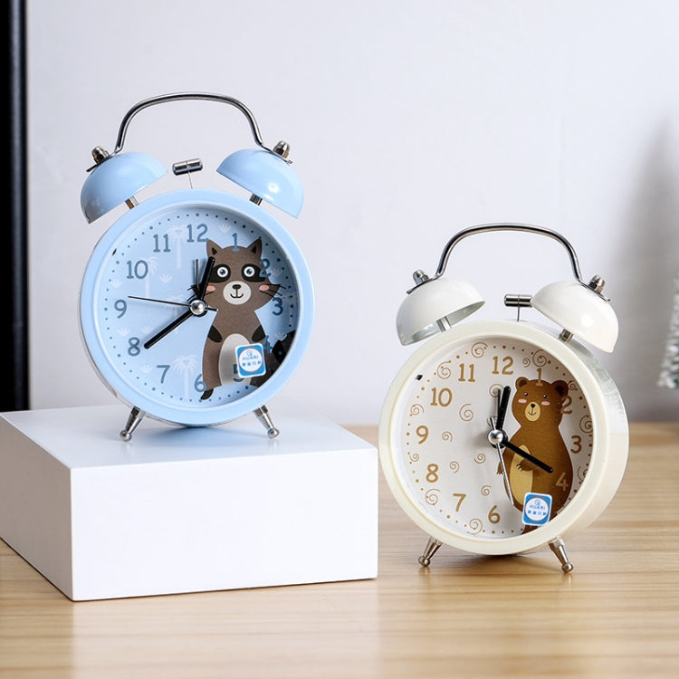 Cartoon Alarm Clock Ringing At The Bedside Of Students Metal Alarm Clock With Night Light, Color Random Deilvery My Store