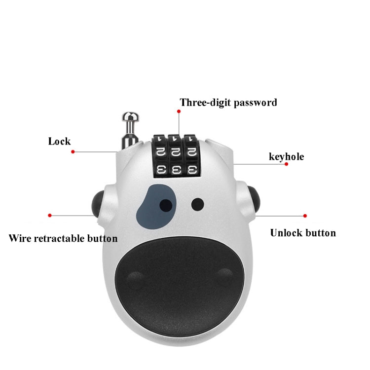 Portable Bicycle Motorcycle Anti-Theft Lock Telescopic Wire Lock Cartoon Cow Password Lock Reluova