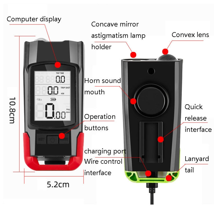 3 In 1 Wireless Bicycle Code Meter Lamp Strong Light Front Light Reluova