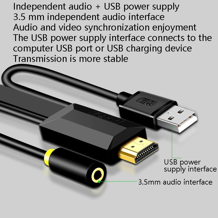 JH HV10 1080P HDMI to VGA Cable Projector TV Box Computer Notebook Industrial Display Adapter Cable My Store