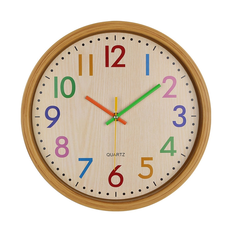 12 Inch Living Room Creative Color Wood Grain Wall Clock Quartz Clock  Classroom Children  Personality Wall  Clock