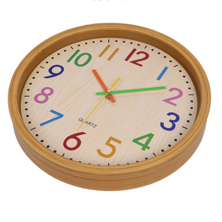 12 Inch Living Room Creative Color Wood Grain Wall Clock Quartz Clock  Classroom Children  Personality Wall  Clock