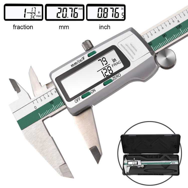 ET50 0-150mm Green Stainless Steel Vernier Caliper With Digital Display My Store