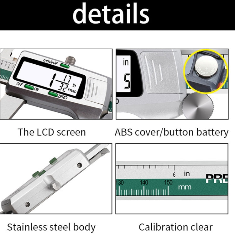 ET50 0-150mm Green Stainless Steel Vernier Caliper With Digital Display My Store