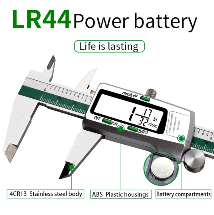 ET50 0-150mm Green Stainless Steel Vernier Caliper With Digital Display My Store