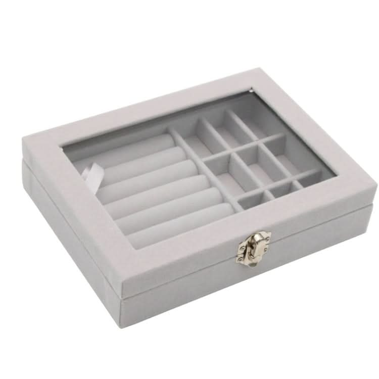 Home Glass Lid Flannel Storage Jewelry Box With Lid Reluova