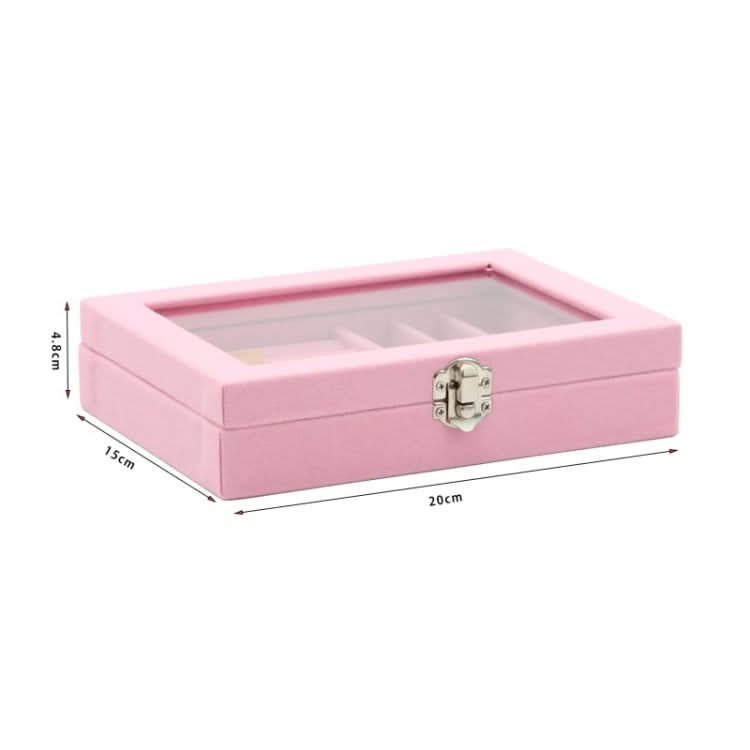 Home Glass Lid Flannel Storage Jewelry Box With Lid Reluova