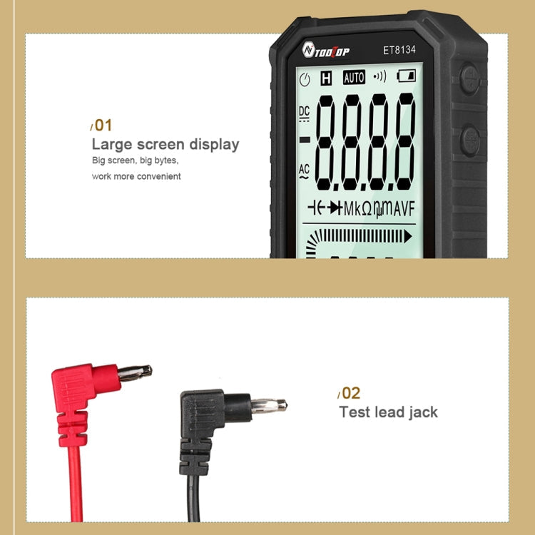 TOOLTOP ET8134 4.7 Inch LCD Full-Screen Multimeter With Color Change Alarm Function My Store