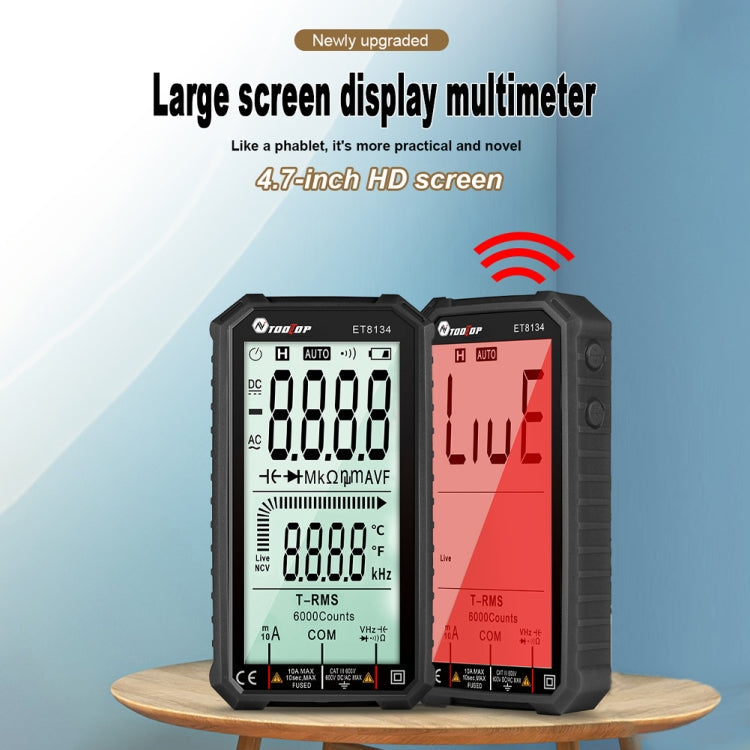 TOOLTOP ET8134 4.7 Inch LCD Full-Screen Multimeter With Color Change Alarm Function My Store