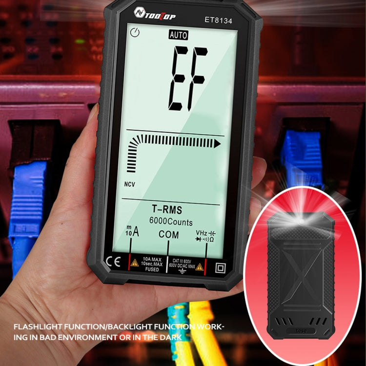 TOOLTOP ET8134 4.7 Inch LCD Full-Screen Multimeter With Color Change Alarm Function