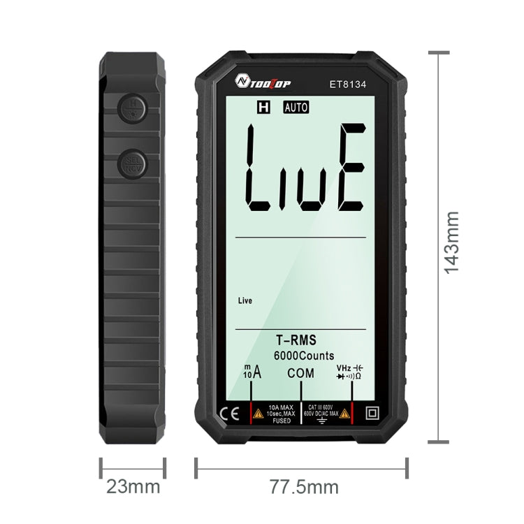 TOOLTOP ET8134 4.7 Inch LCD Full-Screen Multimeter With Color Change Alarm Function My Store