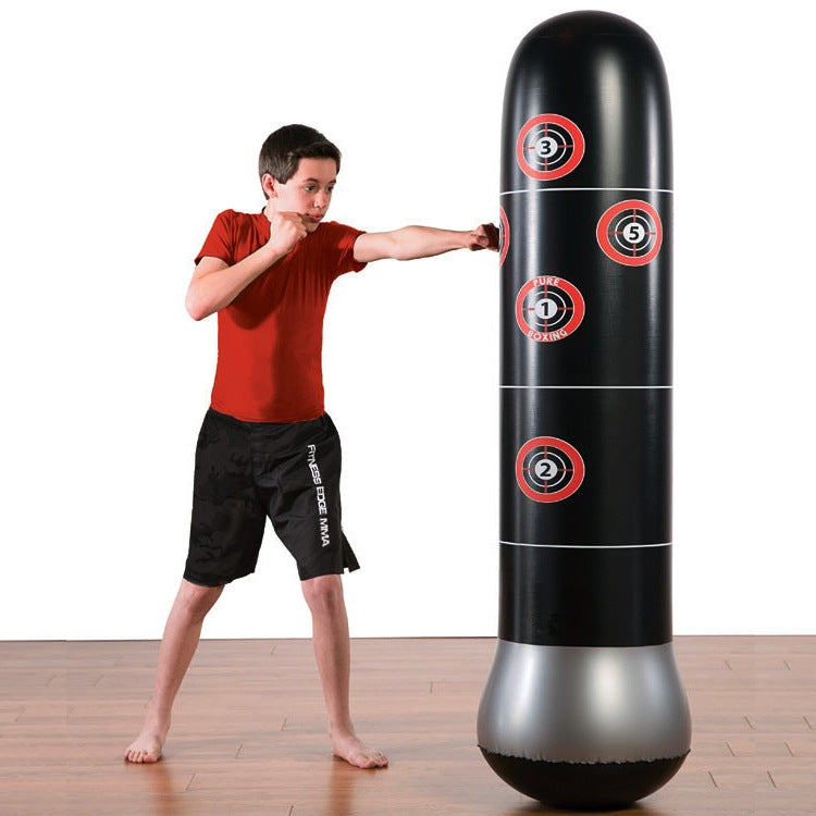 Adult And Children Fitness Vertical Inflatable Tumbler Boxing Column Thickened Boxing Punching Bag, Height: 1.6m