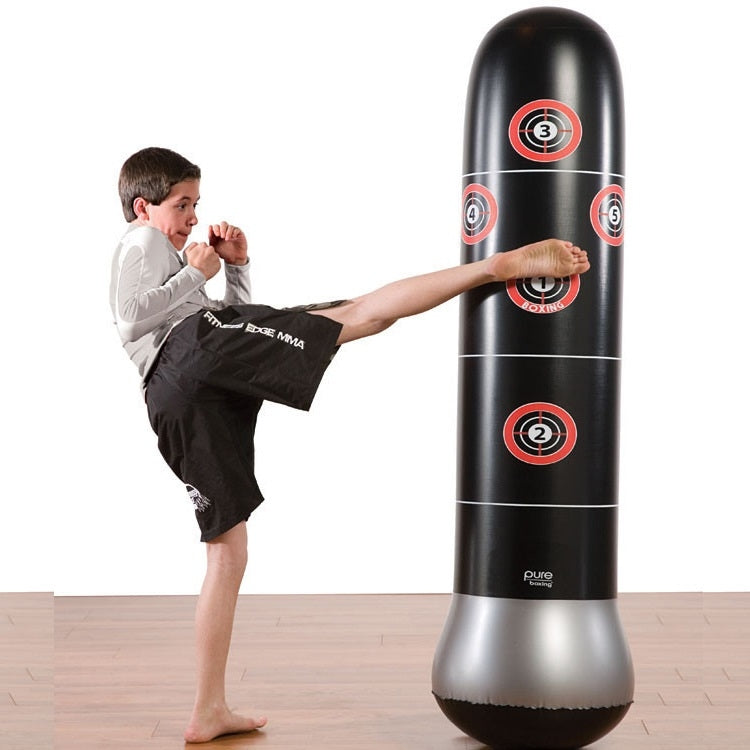 Adult And Children Fitness Vertical Inflatable Tumbler Boxing Column Thickened Boxing Punching Bag, Height: 1.6m Reluova