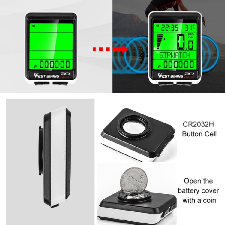 WEST BIKING Mountain Bike Wireless Code Meter Large-Screen Multifunctional Waterproof Speedometer Reluova