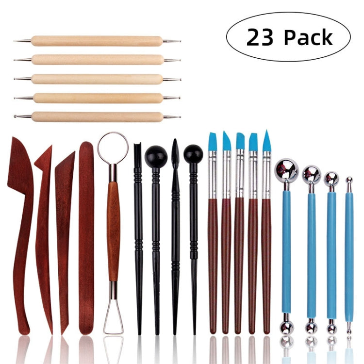 23 In 1 Wooden Clay Plastic Pottery Clay Tool Set Multifunctional Carving Combo Set My Store