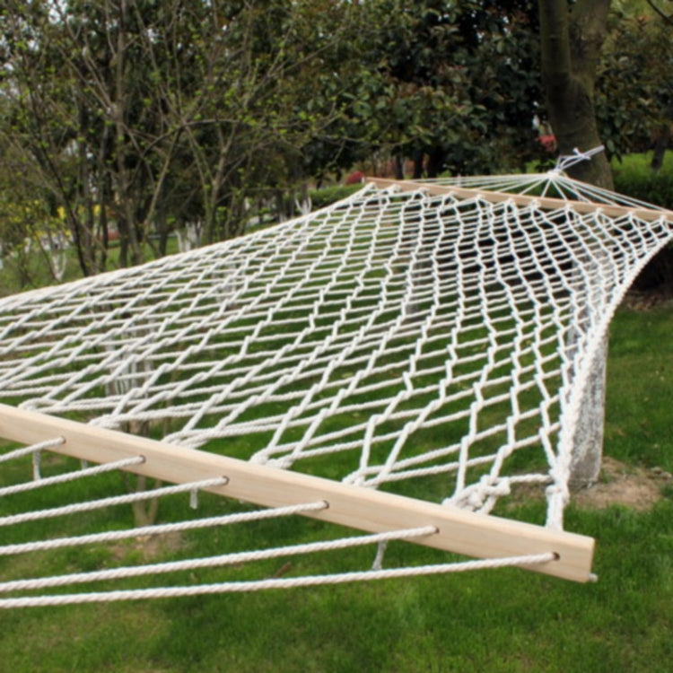 Outdoor Mesh Hammock Cotton Thread Solid Wood Stick Hammock Indoor Swing, Size: 200x80cm Reluova